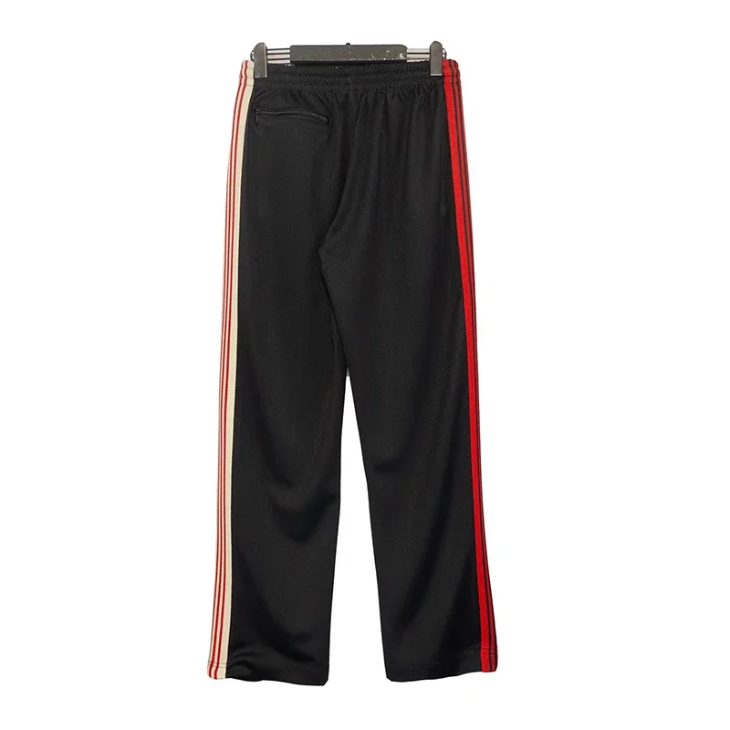 Arrival Casual Butterfly Embroidery Logo Pants Red Track Stripe Webbing Oversize Cotton Trousers Black Zipper Men Women