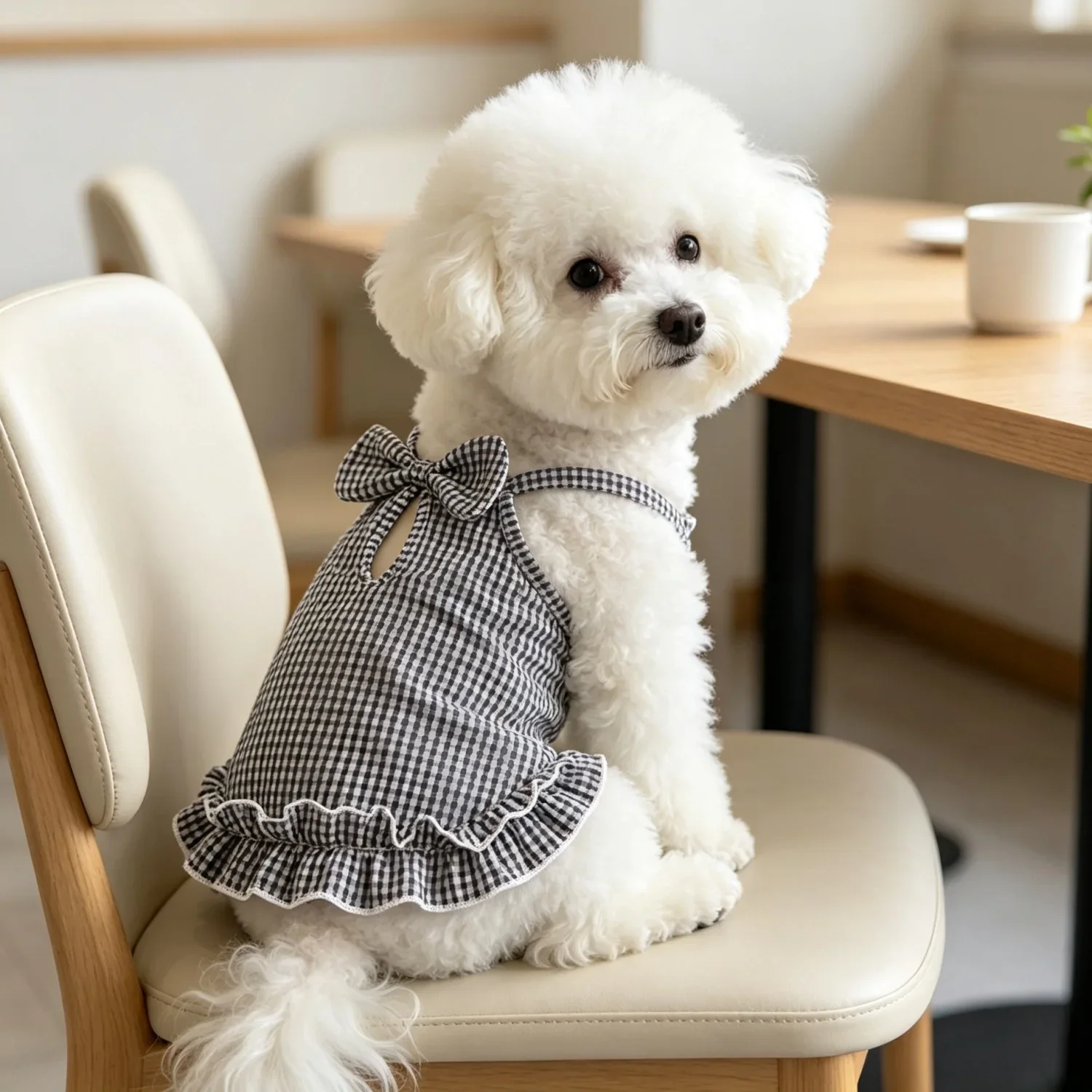 1 Stück Sommer-Haustierkleidung für kleine Hunde, niedliches gerüschtes gestreiftes Hundetanktop, atmungsaktive Welpenweste, süße Rüschen-Hundebekleidung – Detail 5