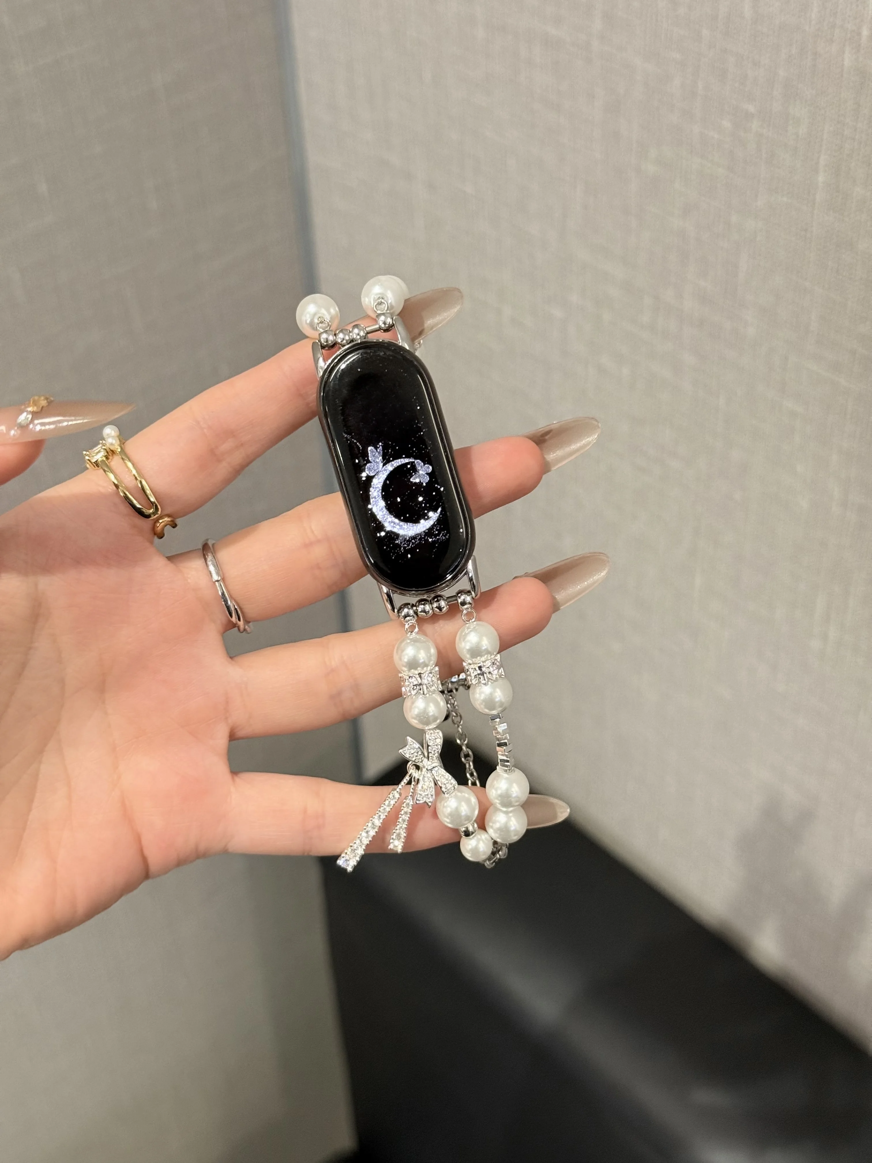 

Double row pearl chain strap suitable Xiaomi Band 8Pro/9Pro，For Mi band 3/4/5/6/7，8/8NFC/9/9NFC/10/10NFC，For Redmi Watch5/4