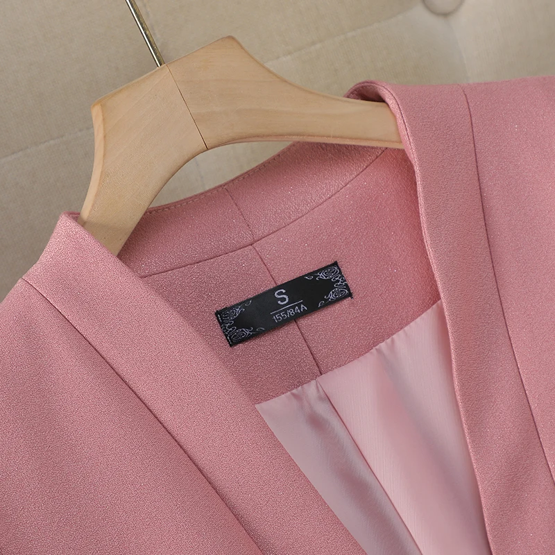 NAVIU แฟชั่นผู้หญิงออกแบบใหม่ Blazer ผู้หญิงสีชมพู CAMEL Apricot Solid แจ็คเก็ตสุภาพสตรีแขนยาว Slim Work Coat