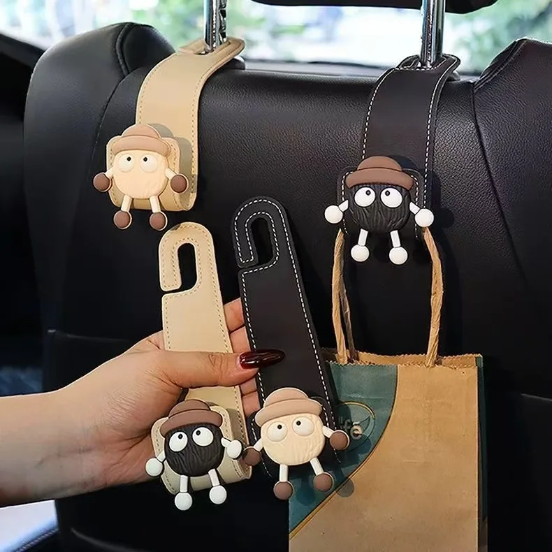 Creative Coal‑Ball Decor Car Seat Back Hooks, Multifunctional Auto Interior Storage Hanger Organizer