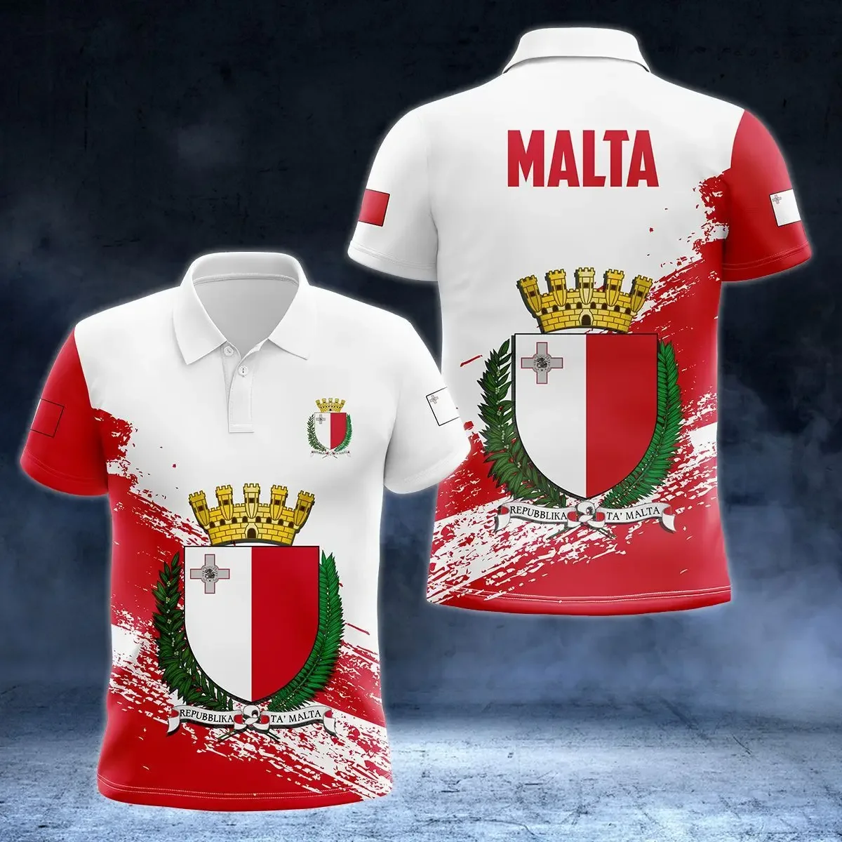 Malta Flag & Coat of Arms Customized Polo Shirts Summer Casual Streetwear Men's Fashion Loose Jersey Plus Size Sportswear