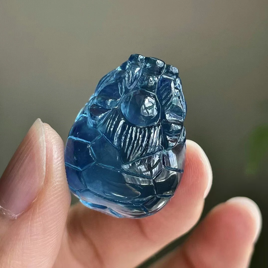 

Natural Blue Aquamarine Turtle Dragon Pendant Aquamarine Brazil 24mm*19mm*14.9mmmm Women Fashion Jewelry AAAAAA