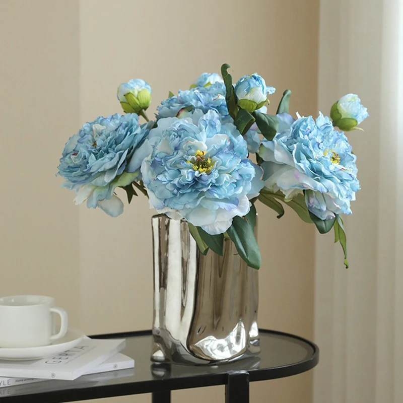 1PC Luxury 2 Head Peony Artificial Flowers Wedding Home Decoration Fake Flowers Simulation Living Room Porch Party Decoration