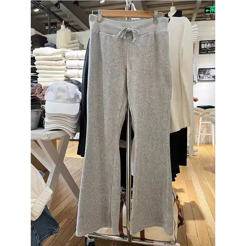 

Американские повседневные брюки с высокой талией и широкими штанинами, прямые брюки на резинке с завязками, бренд BM, 100% хлопок, длинные брюки