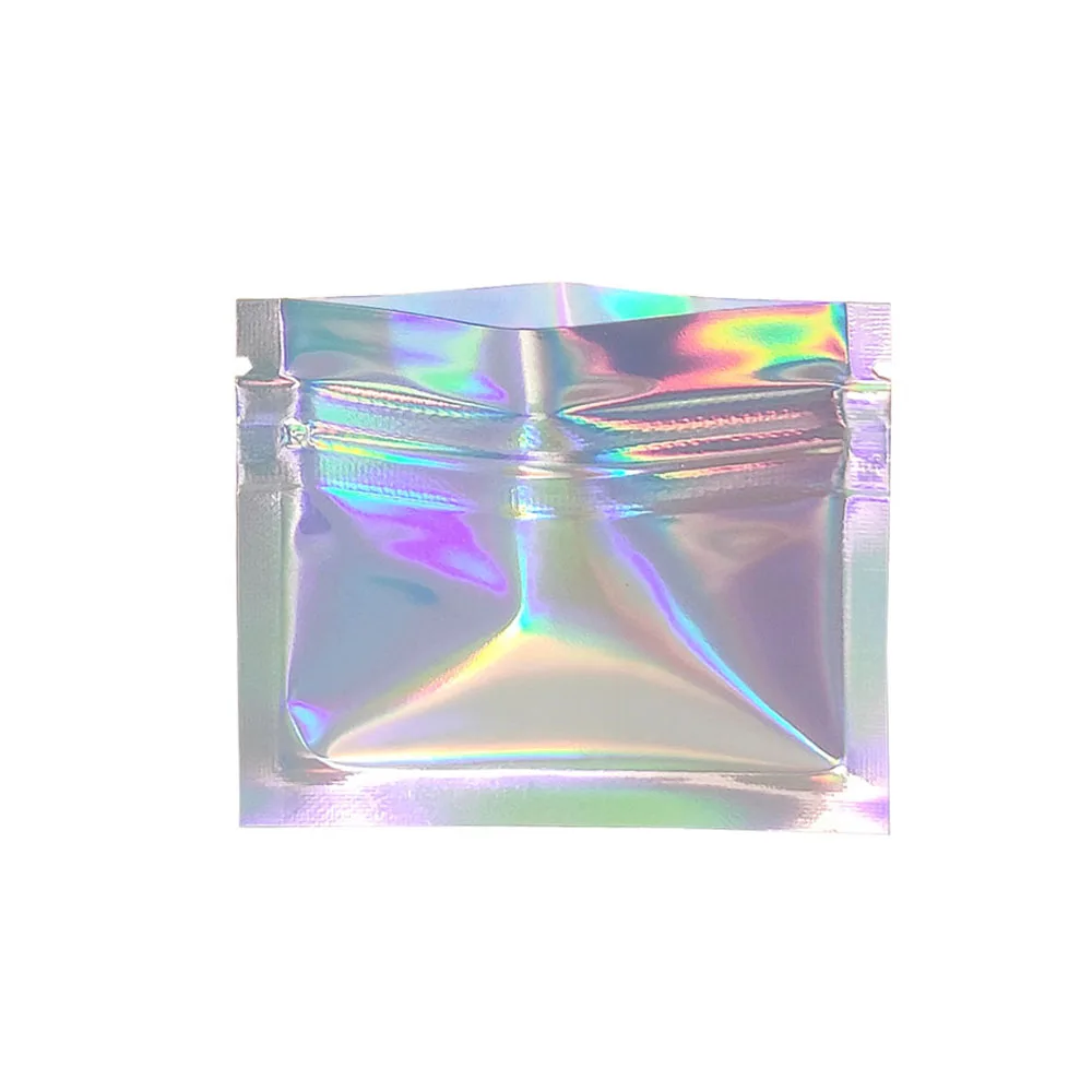 

Zip Lock Aluminum Foil Packaging Holographic Laser Zipper Bag Resealable Mylar Packing Food Tea Sample Storage Small Sachets