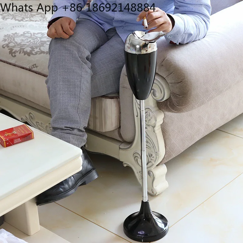 Vertical household metal ashtray creative anti-fly ash toilet lift telescopic floor ashtray with cover