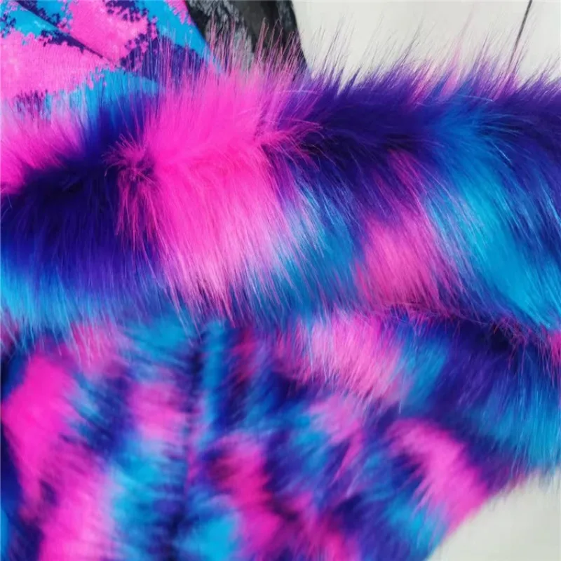 High Gram Multi Tone Blue Purple Pink Faux Fur Fabric Coat Hats Costumes Beanies Shawl  Scarf Leg Warmers Plushies Fur 50x180cm