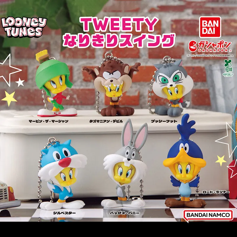 Llavero con Personajes de Dibujos Animados de Bandai Looney Tunes Gashapon: Tweety, Bugs Bunny, Daffy Duck, Sylvester, el Diablo de Tasmania