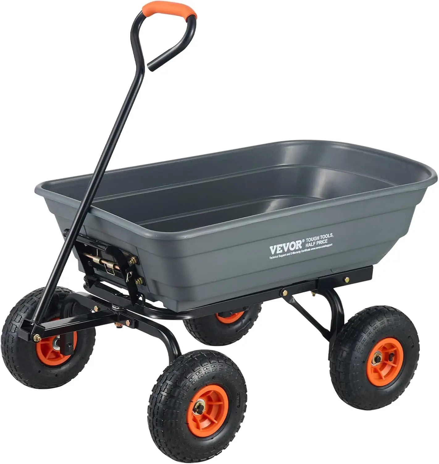 

4 Cu.Ft. 600lbs Poly Garden Cart Dump Wagon, Heavy Duty Yard Dump Cart Wagon, 4 Wheel Wheelbarrow with 10in All Terrain