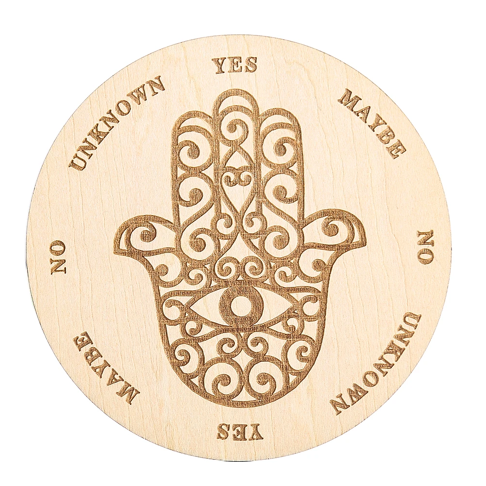 Laser Carved Fatima Hand Decision Board Cup Mat Coaster Pharaoh Wicca Pendulum Ritual Yoga Meditation HEALING Crystal Stand