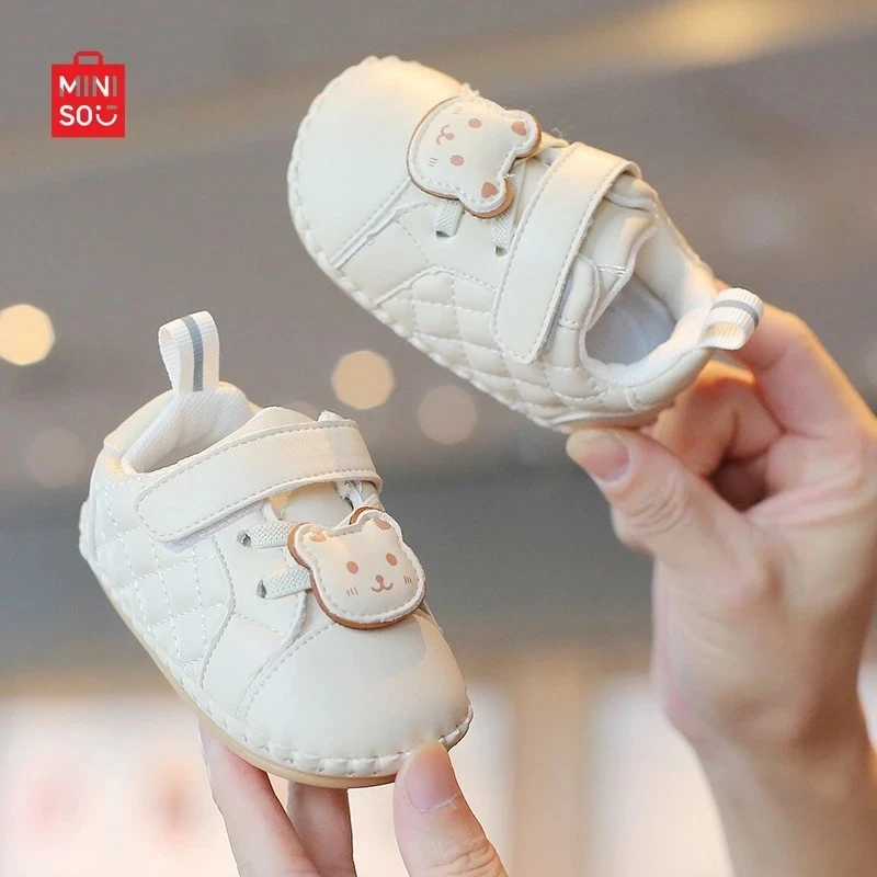 

Miniso 2025 Baby First Walkers, Unisex Non-Slip Casual Shoes with Cute Bear Design for 1 Year Old Toddlers