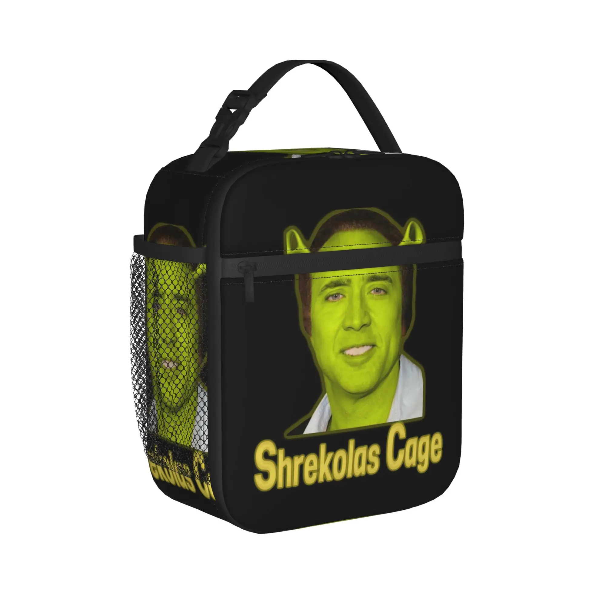 Фото Термосумка для обедов Nicolas Cage Shreks, большая многоразовая термосумка-пародия на Николаса Кейджа, сумка-тоут для пикника и пляжа, сумка для еды