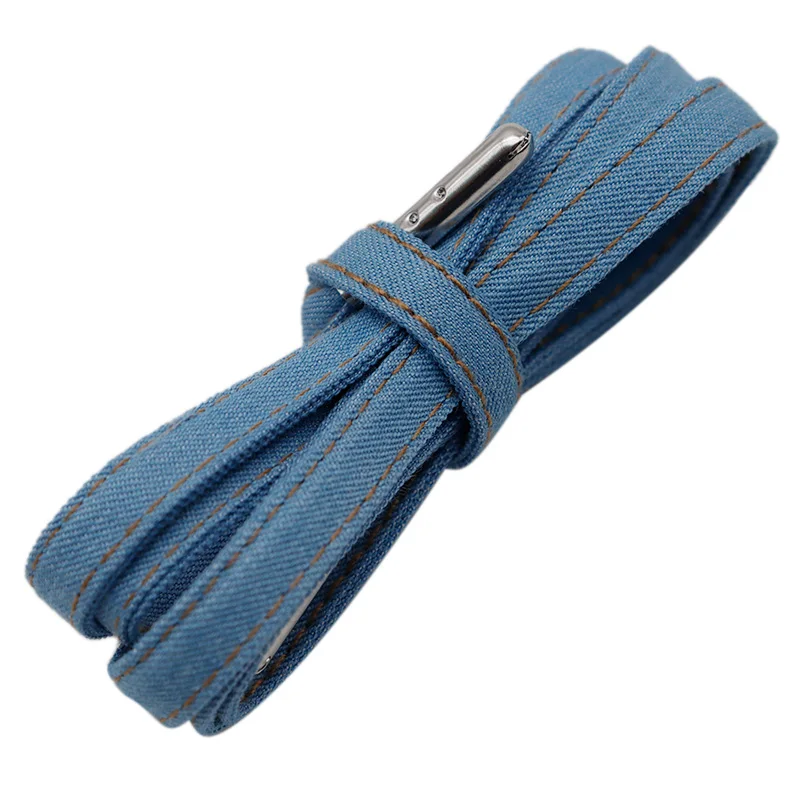 Weiou Premium Flat Denim Shoelaces With Metal Tips Cool Laces To Customize Your Kicks Blue Black Shoestrings For Sports Sneakers