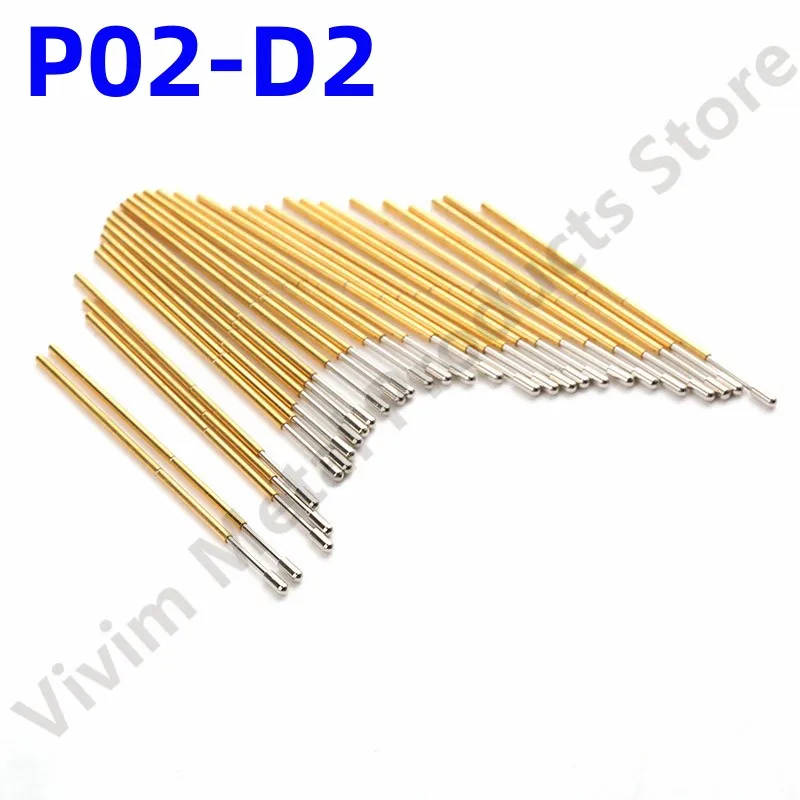 

100PCS P02-D2 Spring Test Pin P02-D Test Probe Copper Pogo Pin Metal Test Needle Test Tool 24.7mm Dia 0.68mm 0.90mm 0.48mm