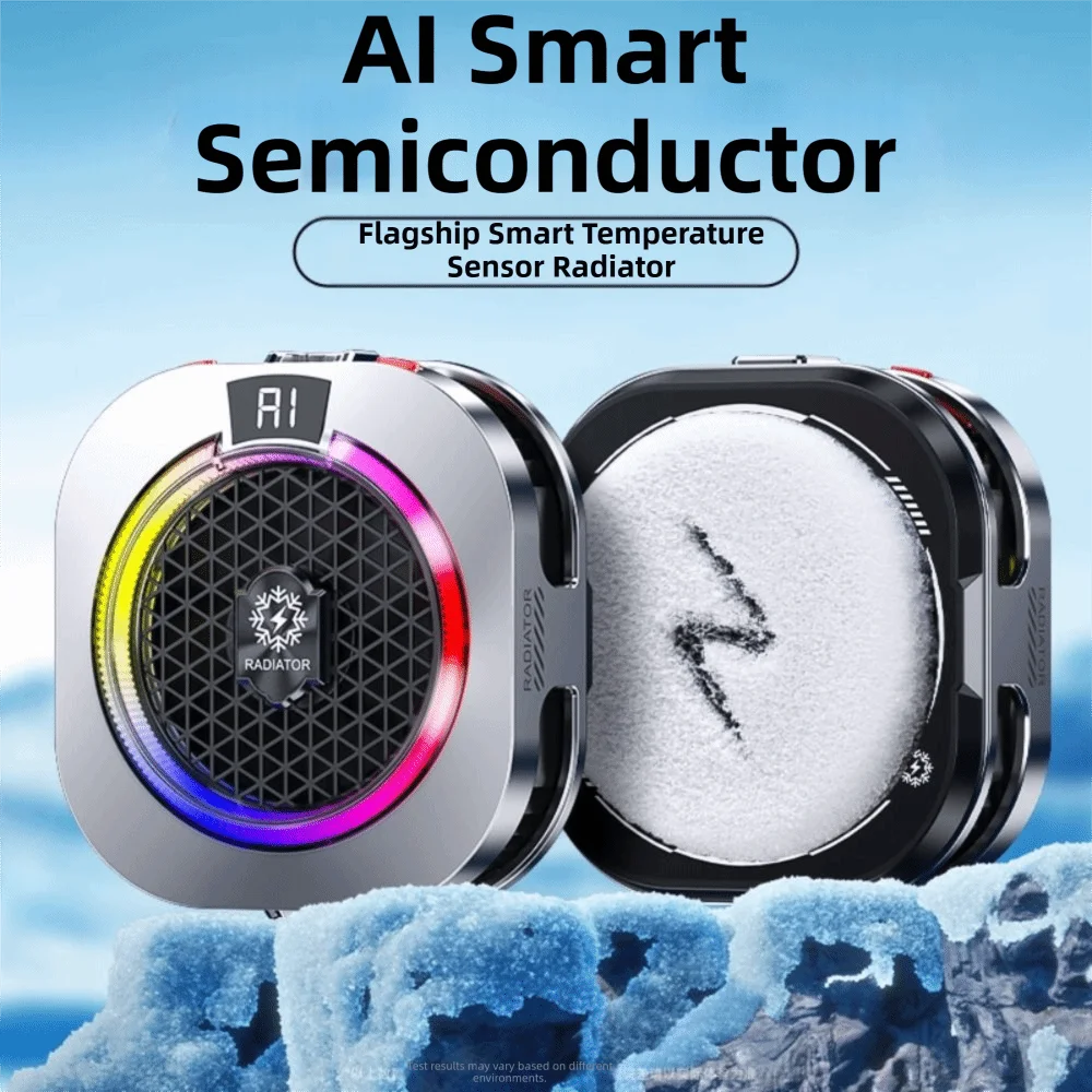 High-Power Mobile Phone Cooler Strong Cooling Digital Display Semiconductor Cooling Ice Cooling RGB Light