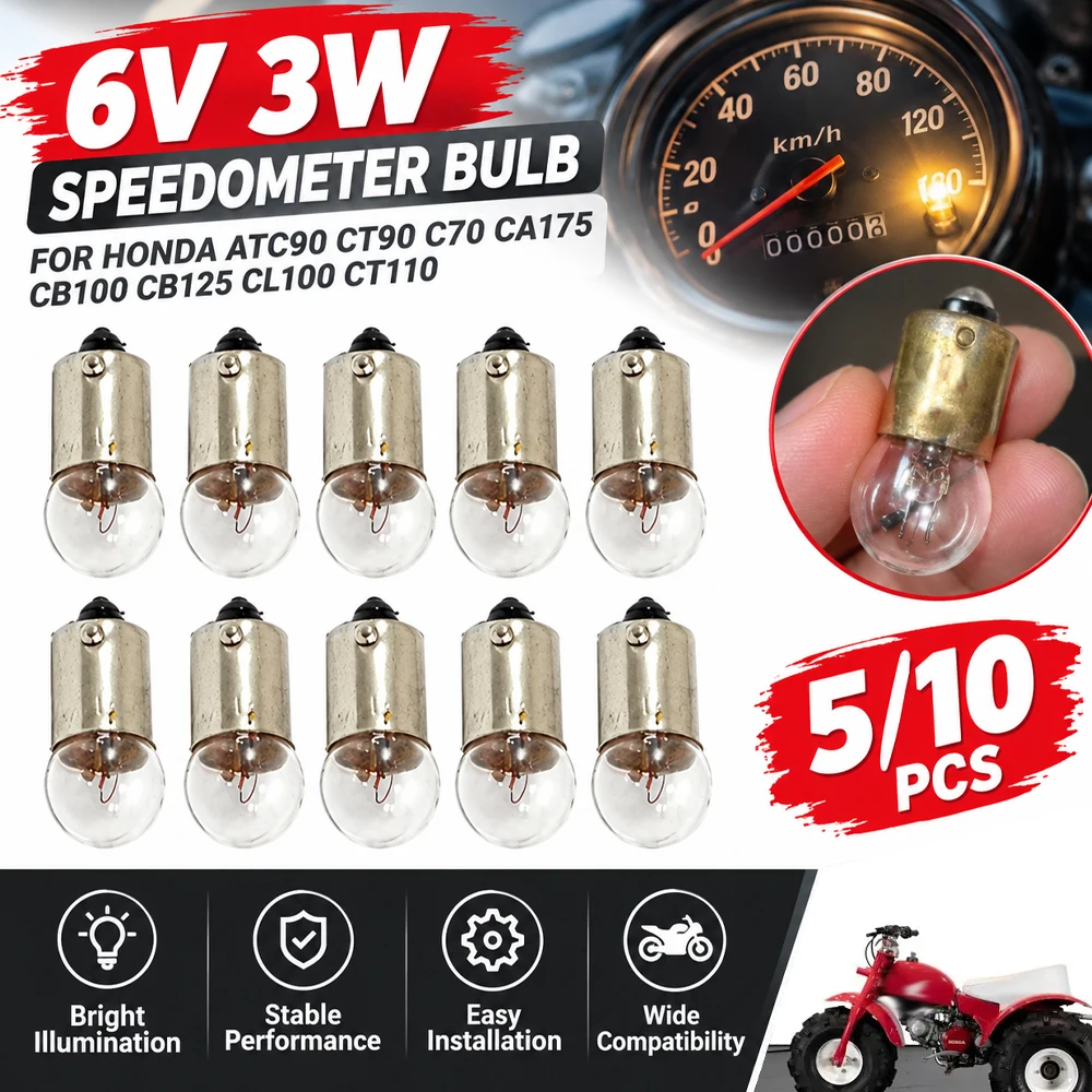 Motorcycle Instrument Panel Bulbs Speedometer Gauge Light Replacement For Honda ATC90 CT90 C70 CA175 CB100 CB125 CL100 CT110