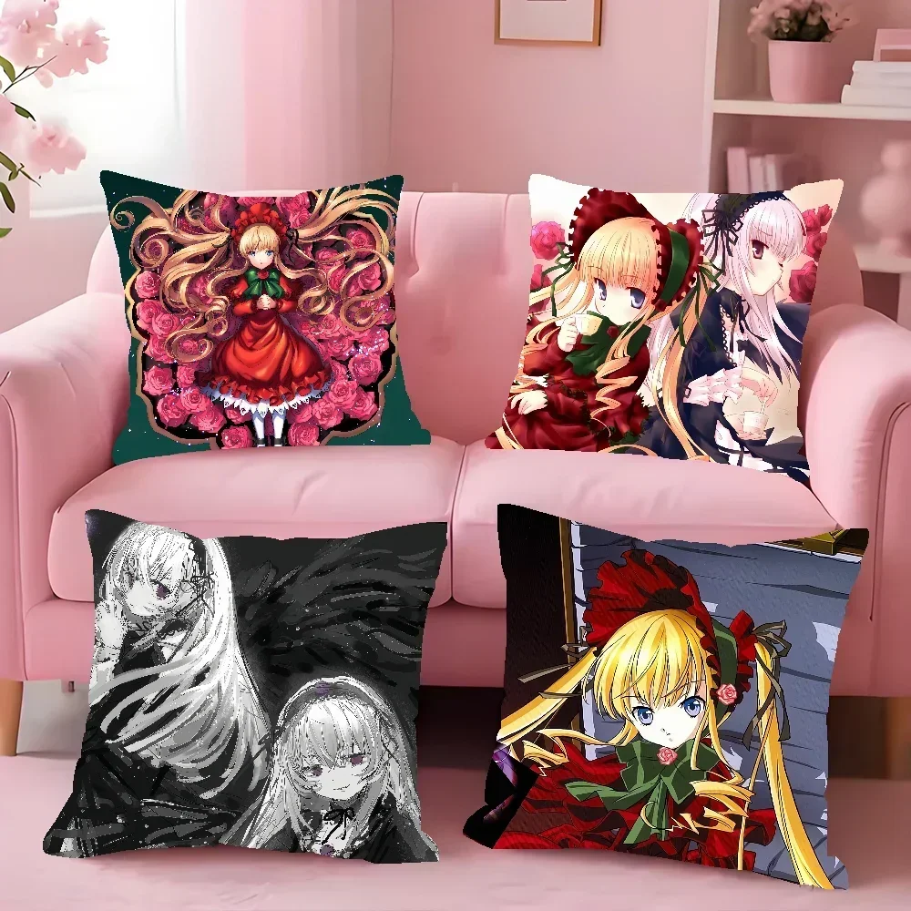 Romantic Anime R-Rozen Maiden Cushion Cover Square Double-Sided Printing Sofa Cushion Cover Pillowcase Bedroom Bedside