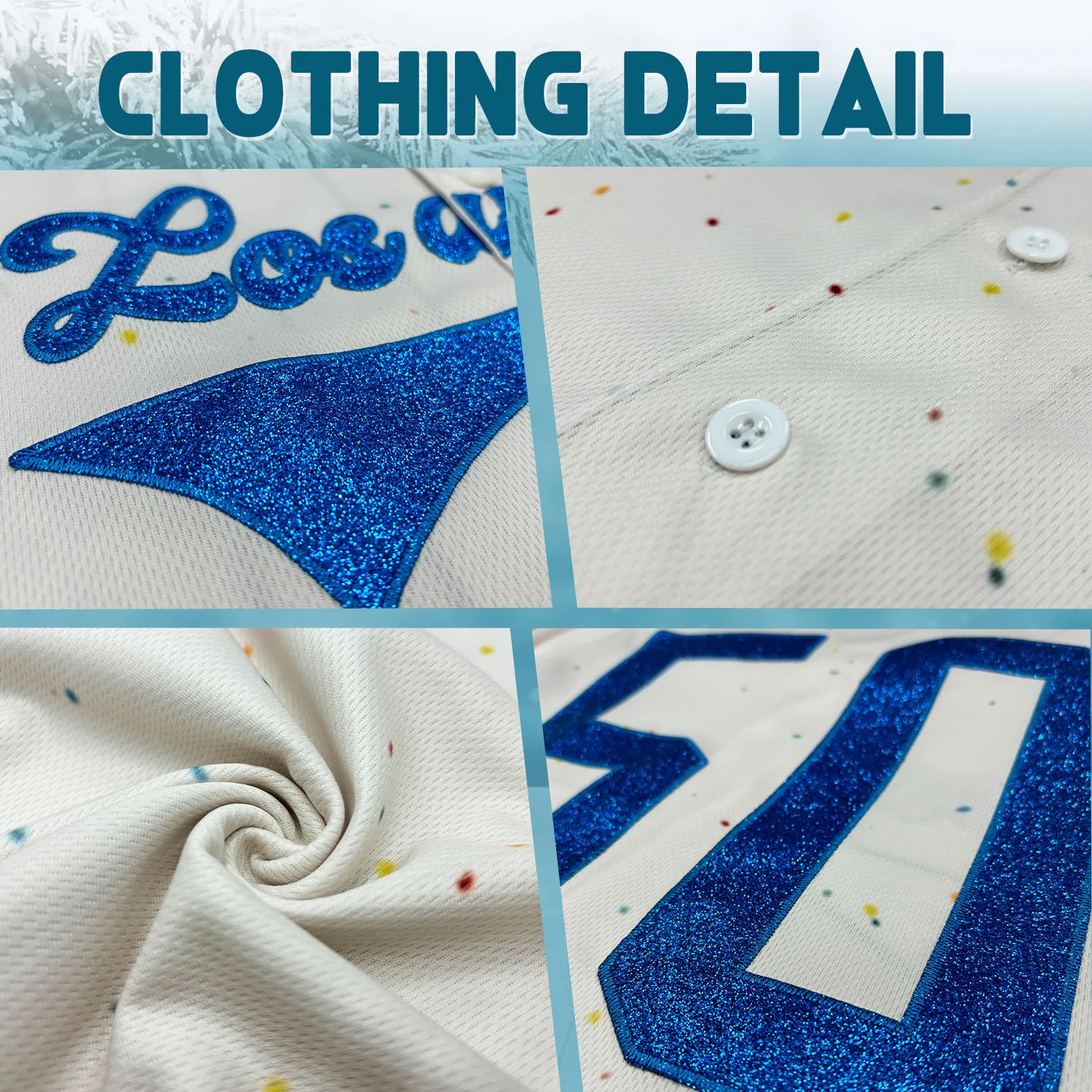 قميص بيسبول بشعار لوس أنجلوس للرجال - يتميز رقم 50 على الظهر، ألوان الفريق باللونين الأبيض والأزرق، قابلة للتمدد وقابلة للتنفس #3