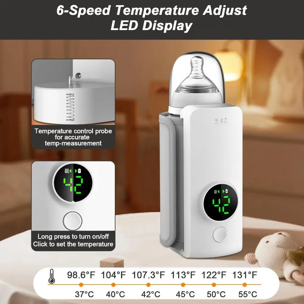 Constant Temperature Baby Bottle Warmer Wireless Digital Display Milk Warmer Rapid Warming Portable Bottle Insulation Cover