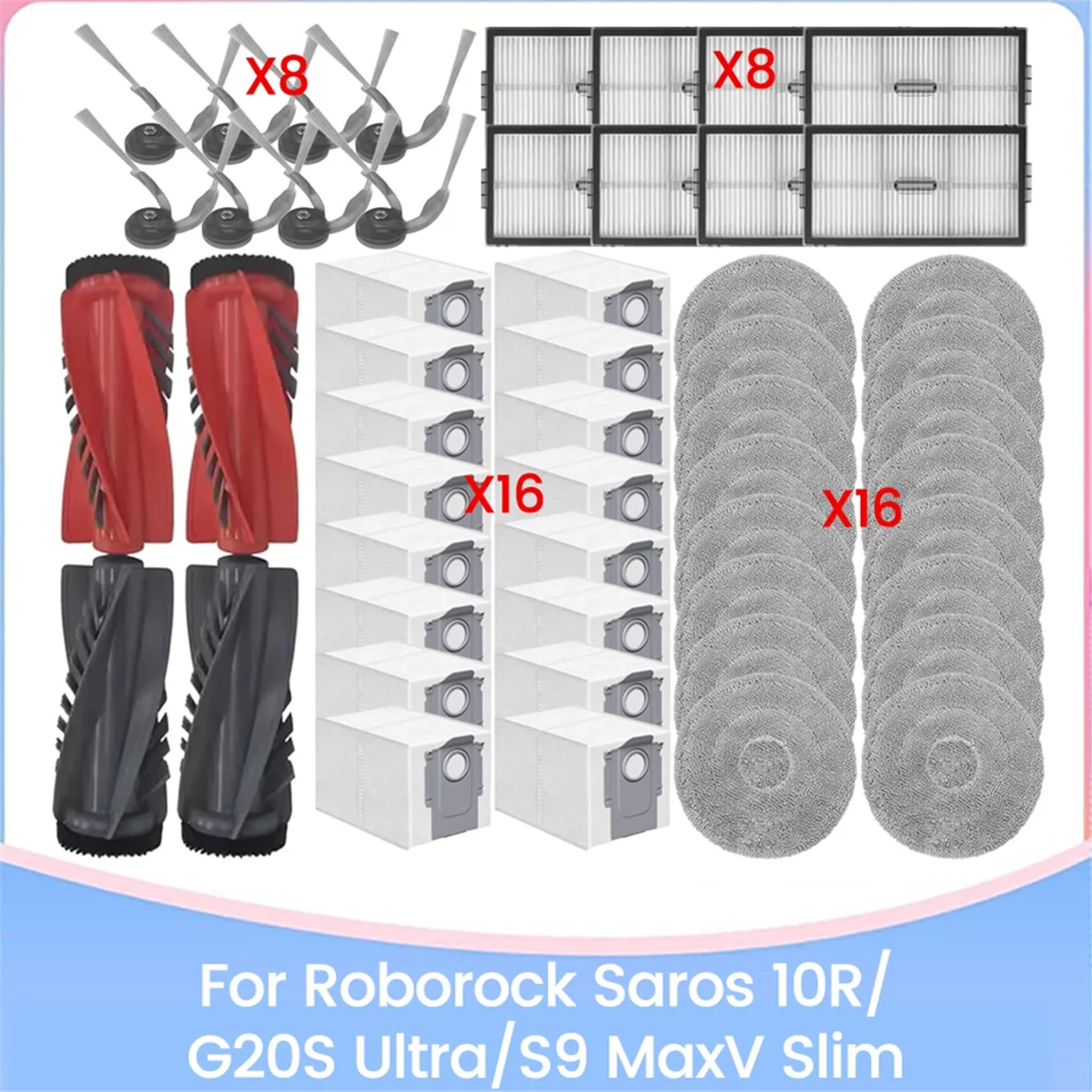 

A26T-For Roborock Saros 10R/G20S Ultra/S9 MaxV Slim Replacement Accessories Vacuum Brush Hepa Filter Mop Cloth Dust Bag