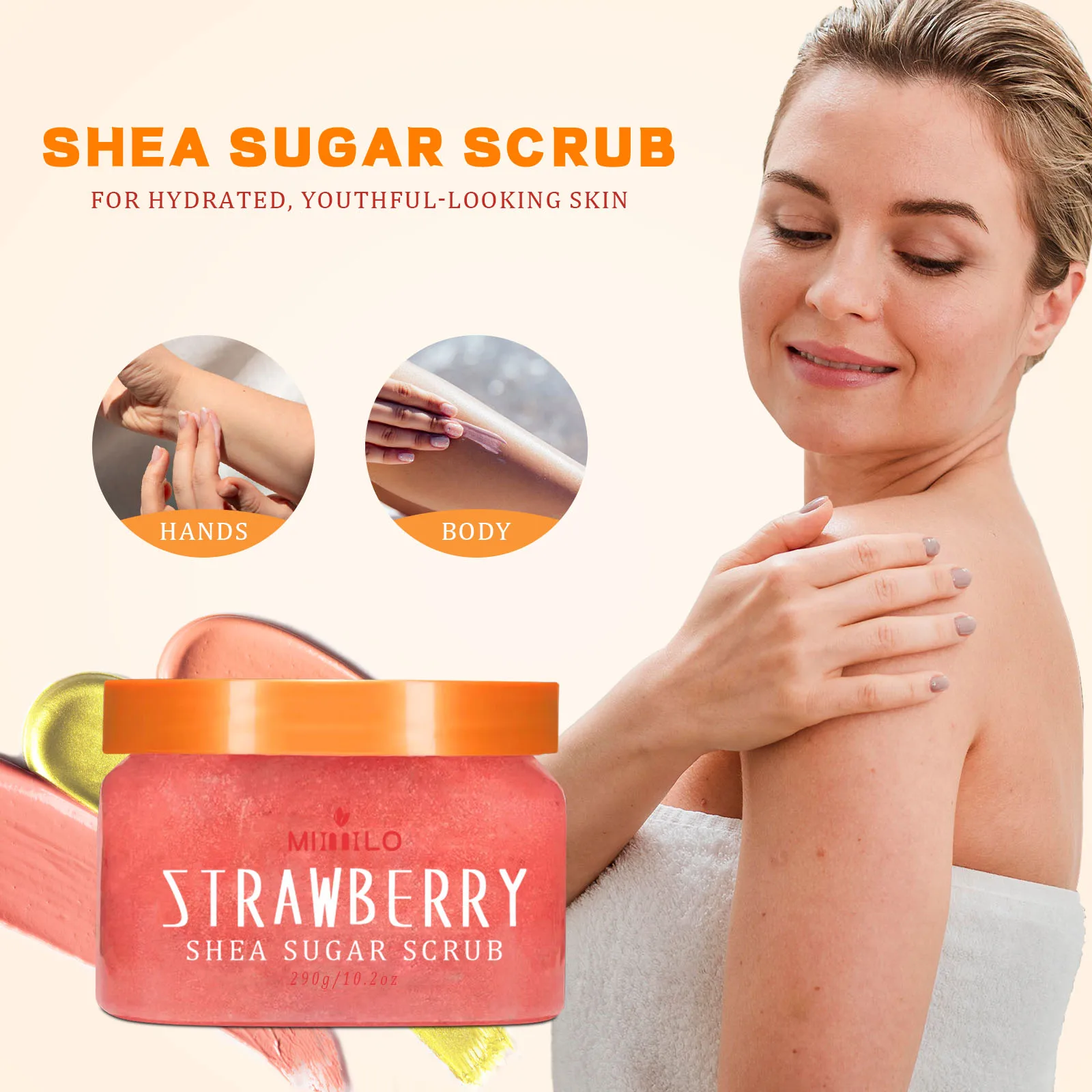 SHEA SUGAR SCRUB، مقشر مقشر، بشرة ناعمة وجميلة، رعاية مرطبة ومغذية، يمكن استخدامها على الجسم بالكامل