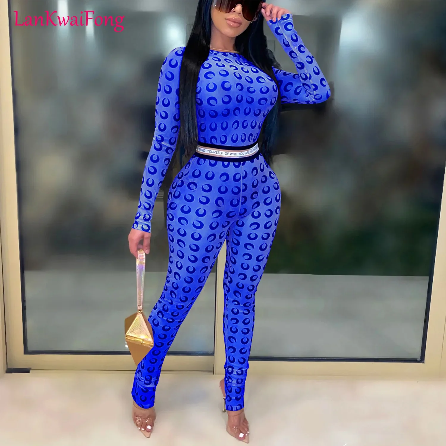 2024 New Sports Fashion Tight And Sexy Nightclub Mesh Perspective Long Sleeve Party Street Casual Step On Foot Jumpsuit