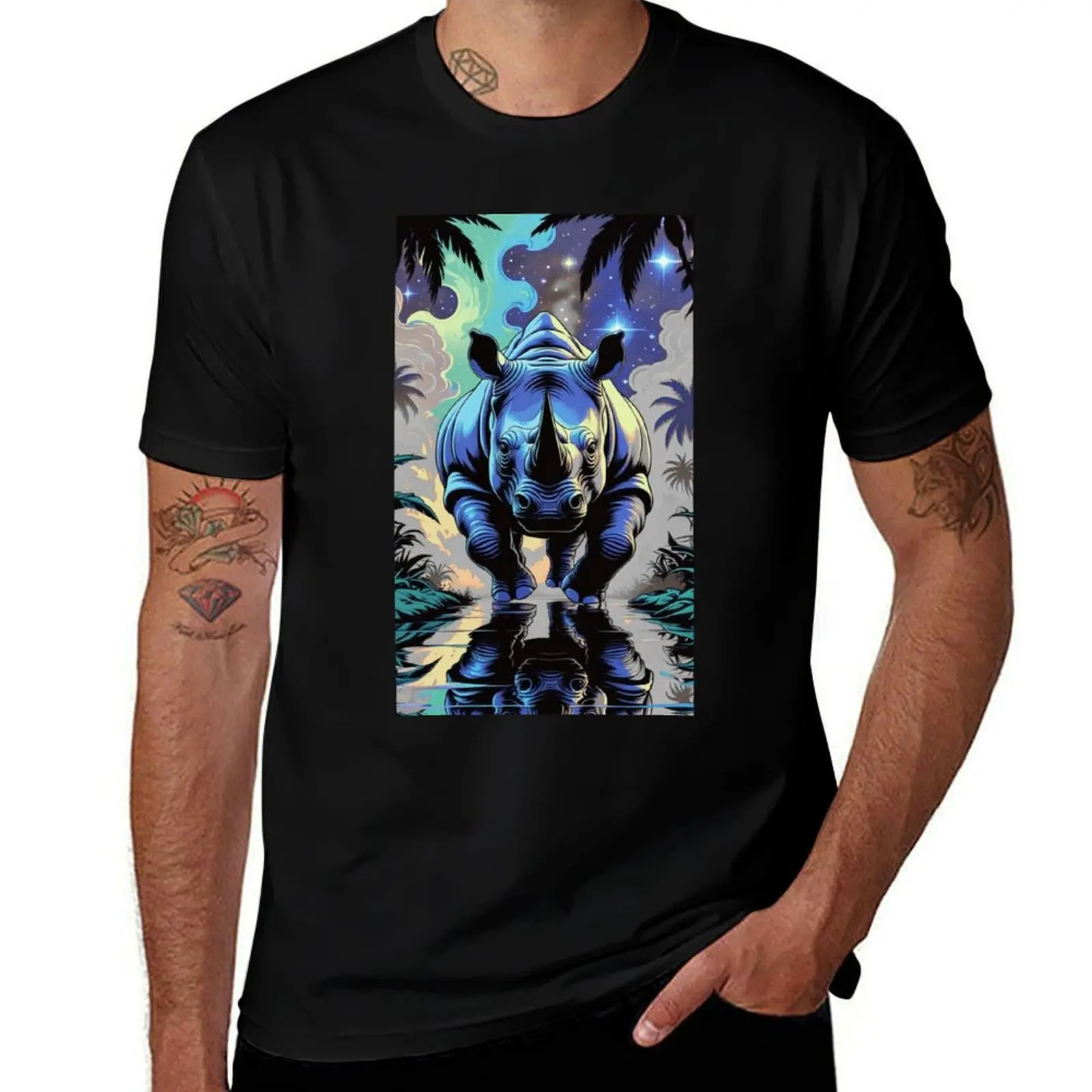 

Rhinoceros - wildlife T-Shirt graphic t shirt vintage customs cotton graphic tees plain black t shirts men