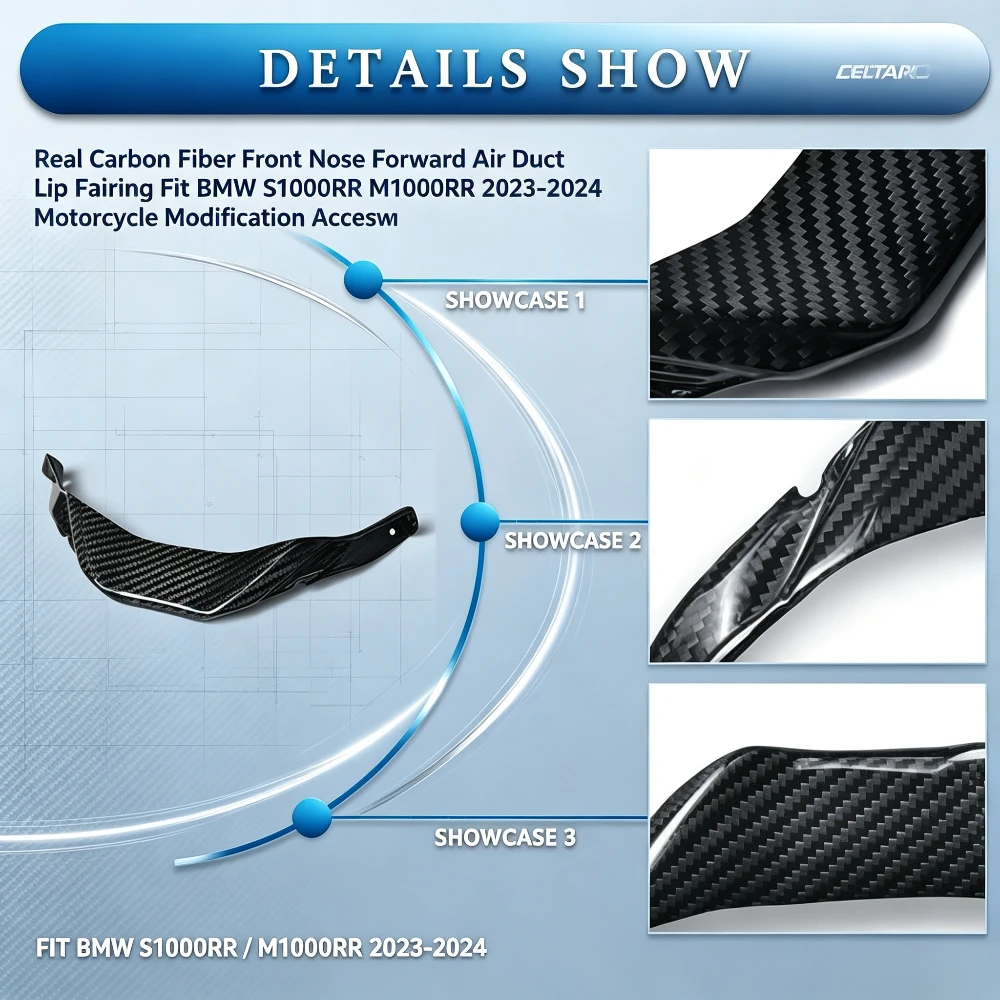 Real Carbon Fiber Front Nose Forward Air Duct Lip Fairing Fit BMW S1000RR M1000RR 2023-2024 Motorcycle Modification Accessories view 2