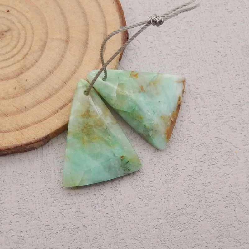 Natural Stone Chrysocolla Earring Beads,Fashion Jewelry DIY Gemstone Earrings Accessories For Women 26x20x5mm 6g