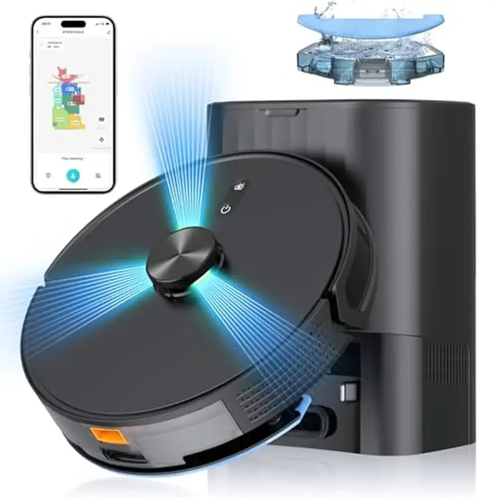 3-in-1 Smart Mapping Robot Vacuum Mop Combo Self Emptying Station 5000Pa Powerful Suction LiDAR Navigation 60 Days Cleaning