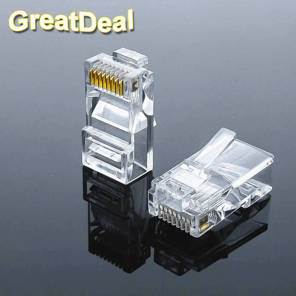 50pcs Rj45 Connector Cat5e  Connector Network Unshielded 8Pin modular utp rj45 plugs  HY327
