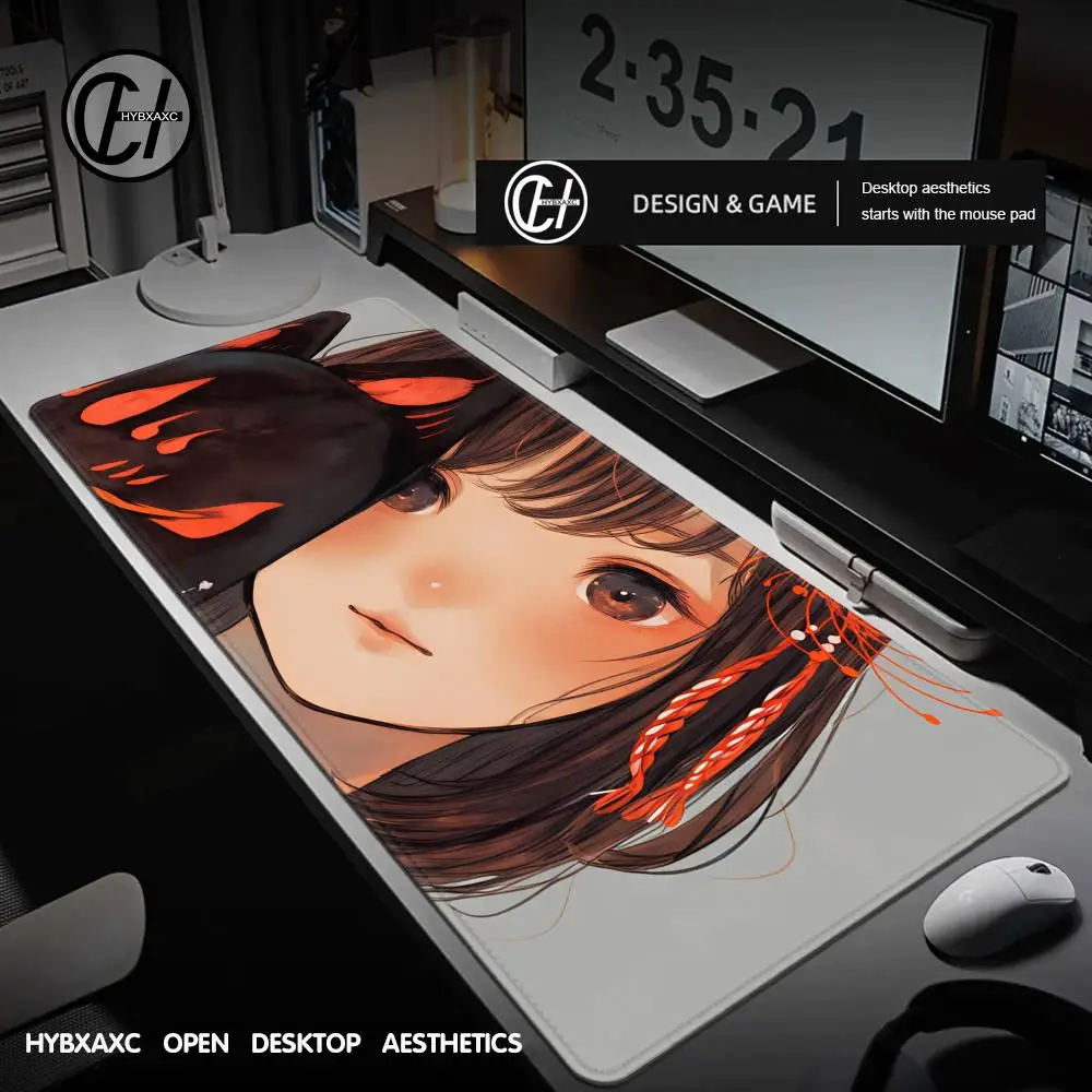 

Kawaii Anime Girl HD Desk Mat 20x25cm XS Gamer Mouse Pad Japanese Oni Mask Suture Edge Mice Mat Company Small Table Pad For Gift