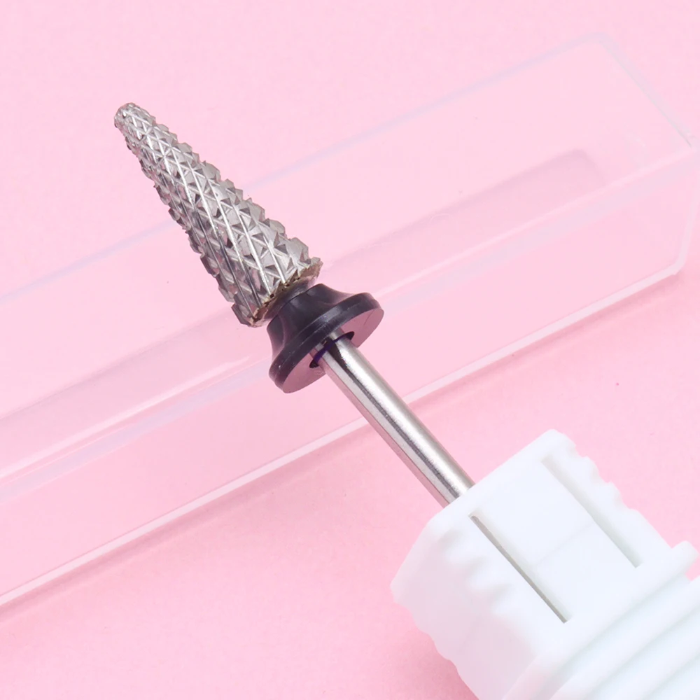 Punta da trapano per unghie in acciaio al tungsteno a forma di cono da 1 pezzo, testa di lucidatura per la rimozione dello smalto Punta da trapano per unghie in carburo da 2,35 mm