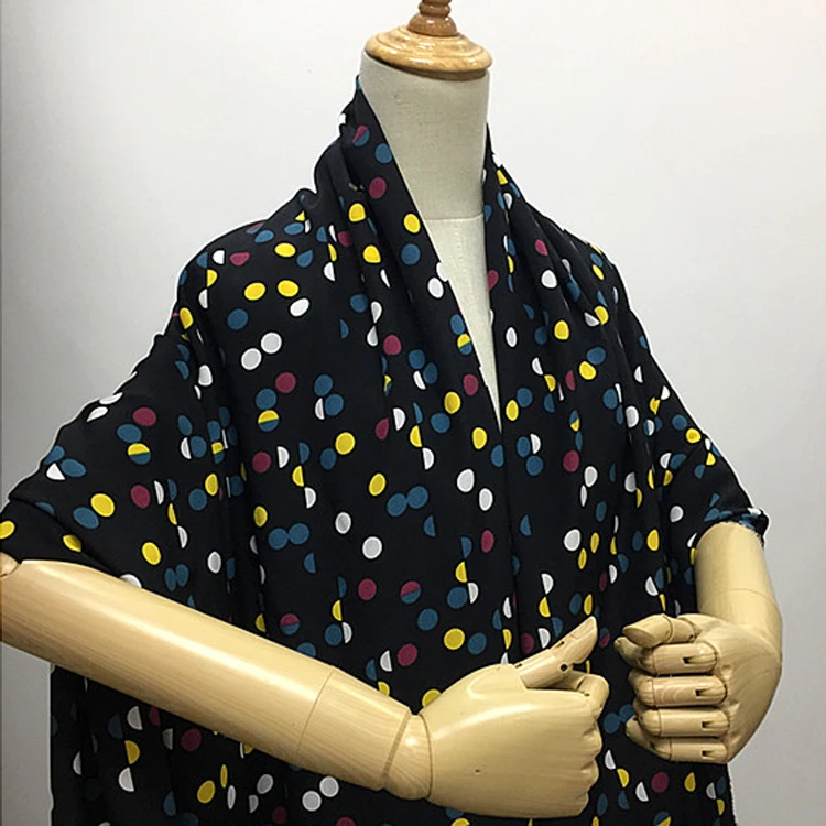 Fashion polka dot print pure mulberry silk fabric silk crepe de chine fabric 138cm 17momme not sheer,SCDC1427