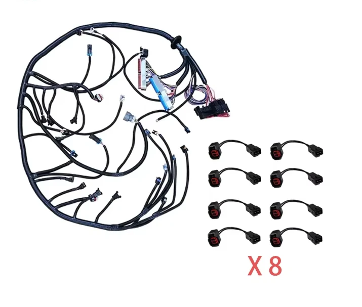 LS1 4L60E DBC Standalone Engine Wiring Harness with 8 Pcs EV1 to EV6 Adapters for Che vrolet Hummer G MC 1997-2006  4.8 5.3 6.0L