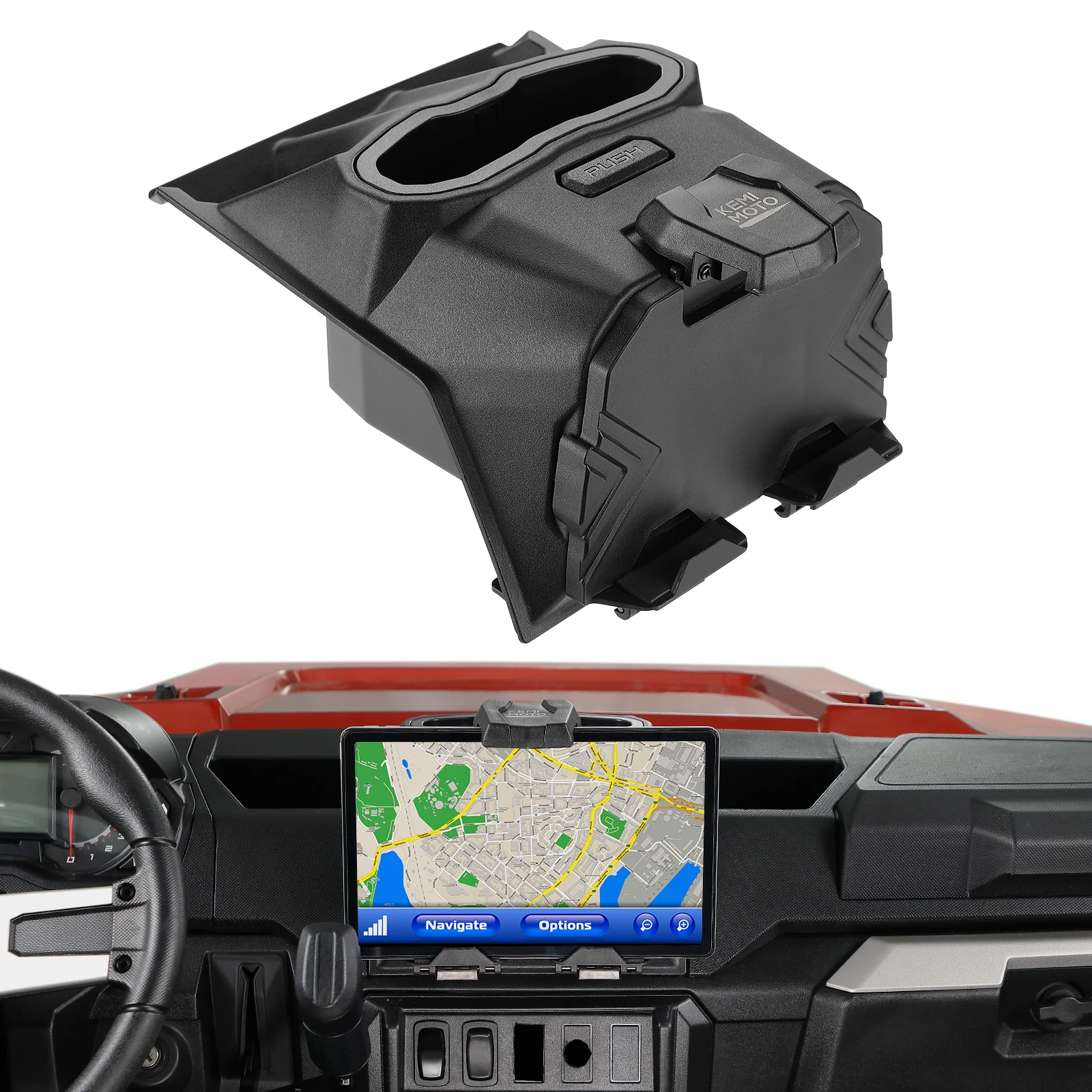 Ranger XP UTV GPS Mount with Storage Box Compatible with Polaris Ranger XP 1000/ Crew 2018-2023 Tablet Mount Phone iPad Holder