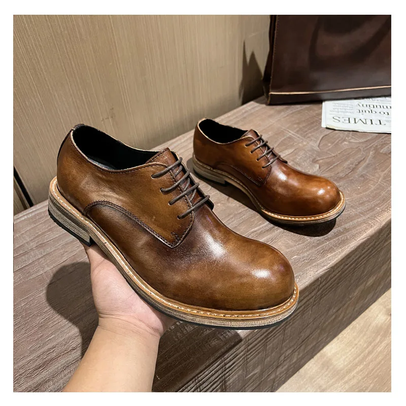 Fashion Men's Genuine Leather Loafers Brogue Shoes Luxury Quality Comfort Derby Shoes Retro Wedding Social Party Oxfords
