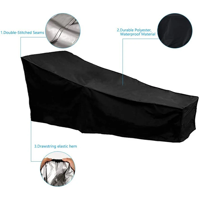 [NEWA08R】 1 Pack Outdoor Sun Lounger Cover, Waterproof Garden Wicker Chair Sunbed Cover, Terrace Furniture Protection Layer