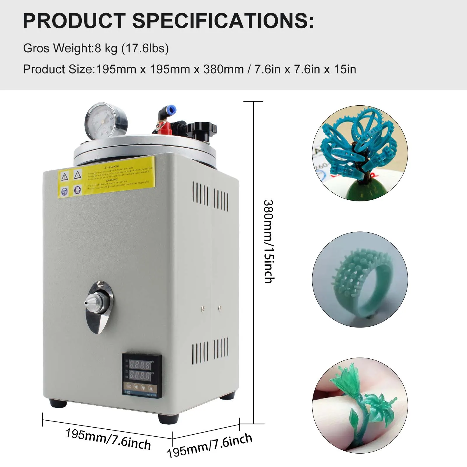 New 2 kg Vacuum Investment Casting Machine Digital Manual Pump Wax Injection  Jewelry Vacuum Wax Injection