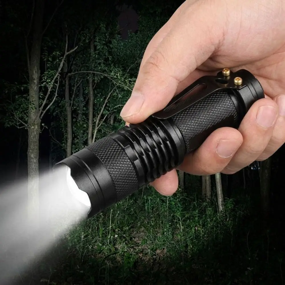 Aluminum Alloy LED Zoom Flashlight Metal Pocket Clip Super Bright High Lumen Outdoor Torch Waterproof 3 Modes Handheld Torch
