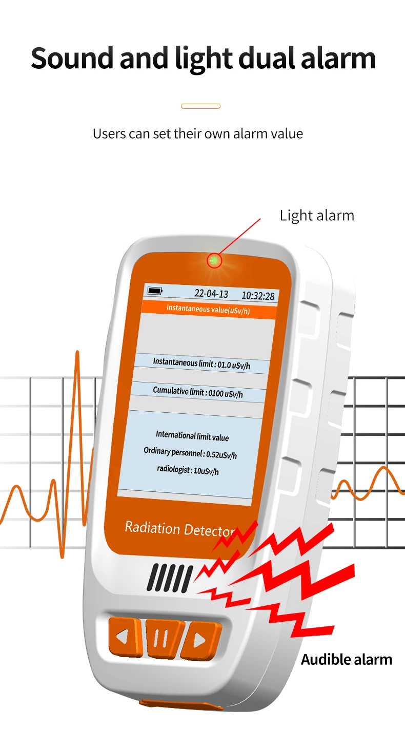 Aikesi HFS-20 เครื่องตรวจจับรังสีนิวเคลียร์แบบพกพาพร้อมจอแสดงผล LCD เครื่องตรวจจับ Gamma