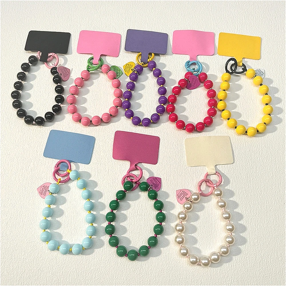 

Cute Korean Colorful Love Heart Bead Phone Charm Chain Pendant Strap Cord For iPhone Samsung Bag Universal Girl Hanging Rope