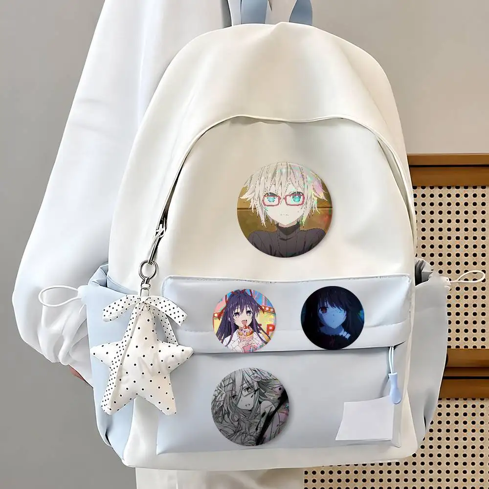 Anime D-DATE A A-LIVE Round Button Badge Pin Set Anime Cartoon Game Music Cool Fashion Brooch For Backpack Clothes Hat