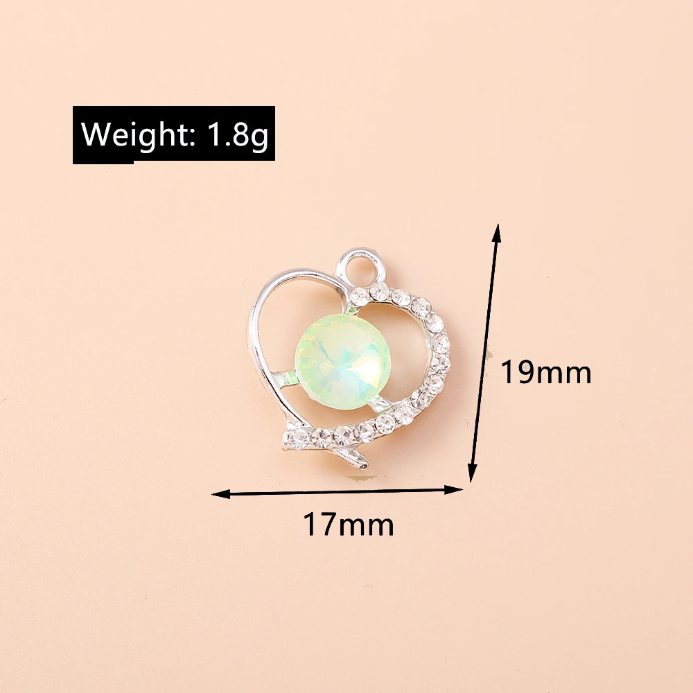 Leslie 10 Stück Funkelnde Anhänger Kristall CZ Herzförmige Charms für Schmuckherstellung DIY Ohrringe Halsketten Zubehör – Detail 10