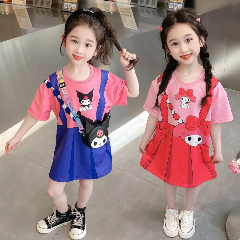 

Sanrio Girls Summer Tshirt New Kuromi Baby Short Sleeve My Melody Kawaii Children Short Sleeve Children New Style Fashion Summer