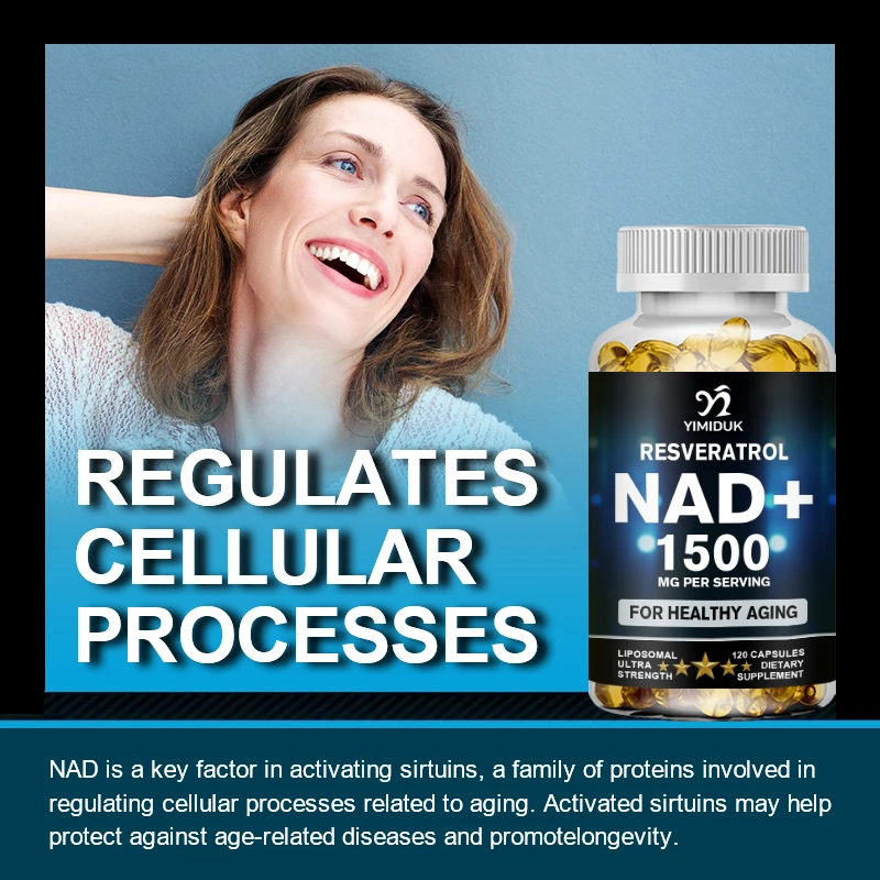 NAD Supplements Capsules, 1500mg - with Resveratrol, Antioxidant Enhancer That Slows Down The Cellular Aging Process