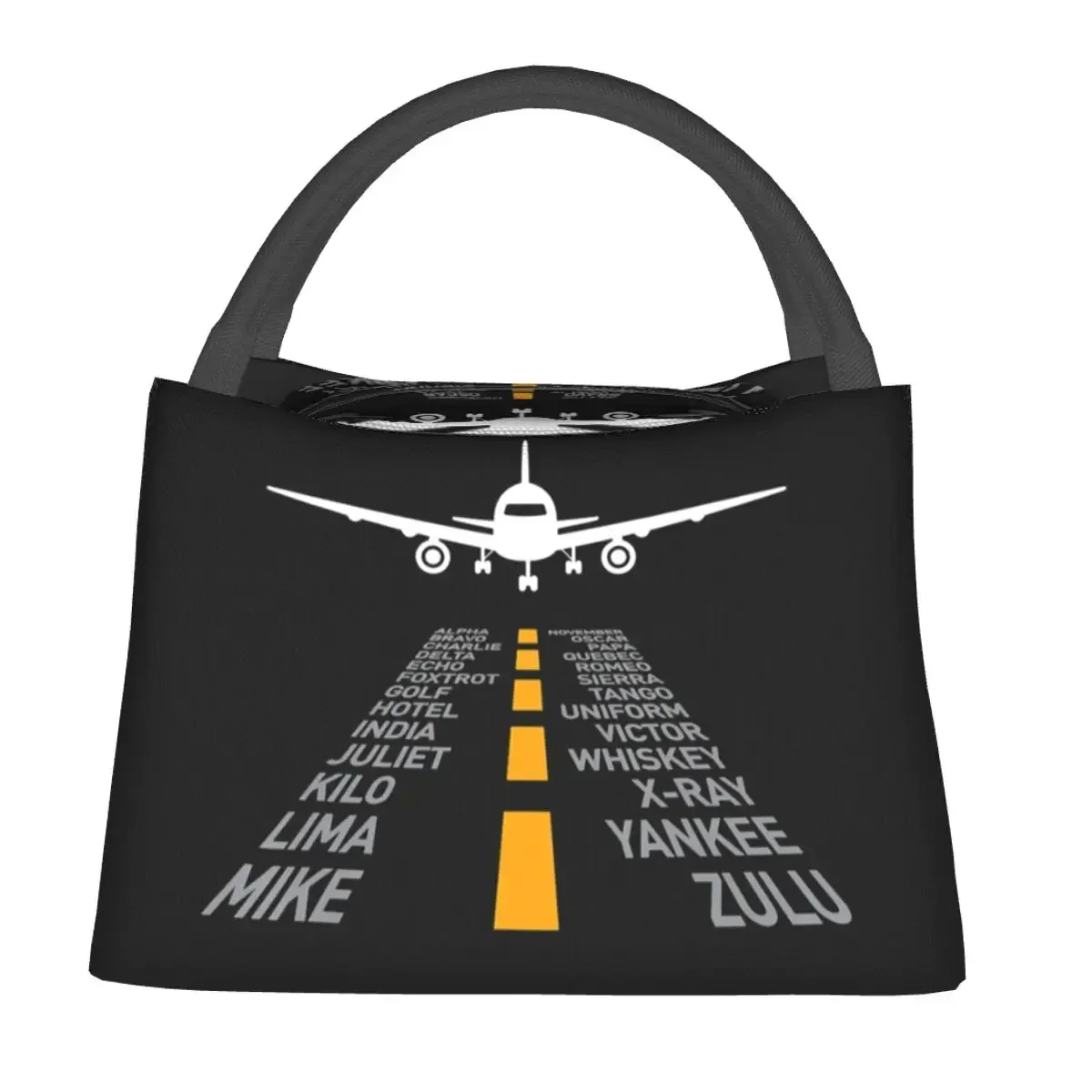 Airplane Pilot Gifts Airport Runway Phonetic Alphabet Plane Lunch Bags Insulated Bento Box Picnic Bags Cooler Thermal Bag Woman