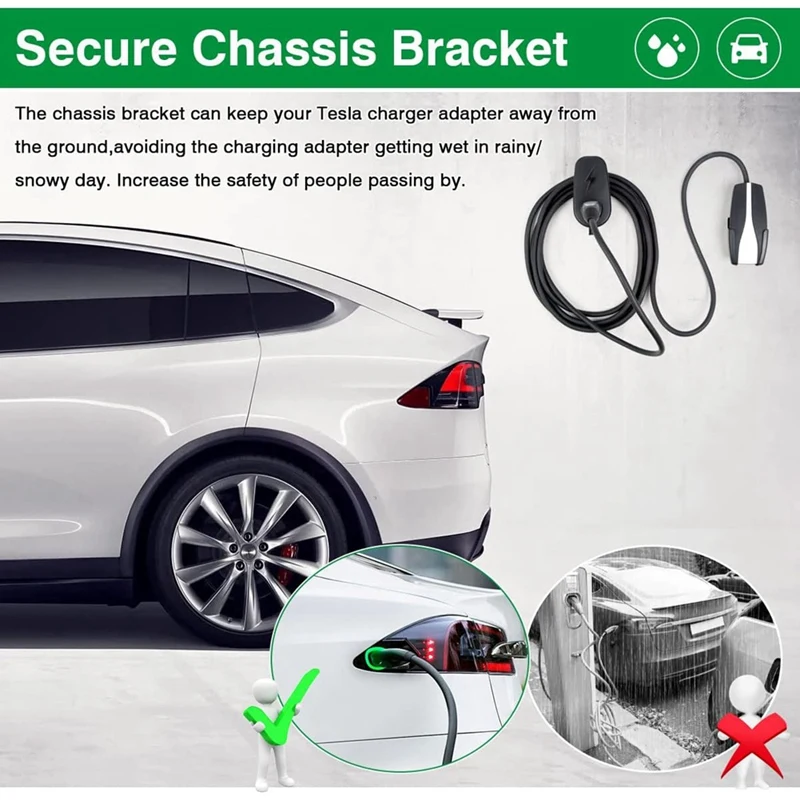 For Tesla Model Y 3 X S Charging Cable Holder Organizer - Car Charger Holder Wall Mount Connector With Chassis Bracket