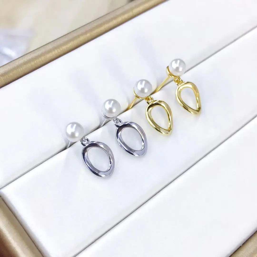 Wholesale S925 Sterling Silver Earrings Mount Findings Settings Base Mounting Parts Accessory for 4-5mm Pearls 5 pairs/lot